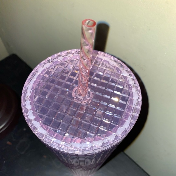 Starbucks Summer 2021 Pink Blue Grid Cup Lid Straw 24 oz - Picture 2 of 5